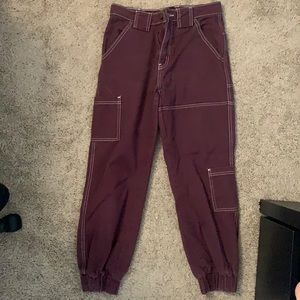BDG High Waisted Cargo Jean (Maroon)